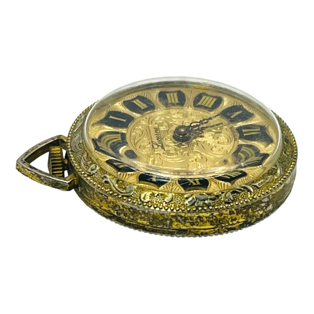 Lucerne Pendant Necklace Pocket Watch. Roman Numerals.Swiss Made.Wind Up.Vintage - Picture 5 of 8